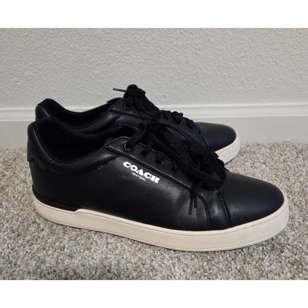Coach Mens High Line Leather Sneakers in Black Size 7.5 - Picture 2 of 8